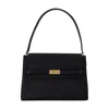 Tory Burch Structured Leather Shoulder Bag With Gold-tone Clasp In Black