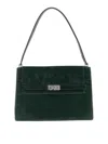 Tory Burch Large Rectangular Shoulder Bag With Suede Finish In Green