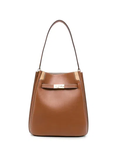 Tory Burch Lee Radziwill Leather Bucket Bag In Brown