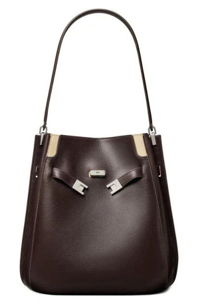 Tory Burch Lee Radziwill Leather Double Bucket Bag In Brown