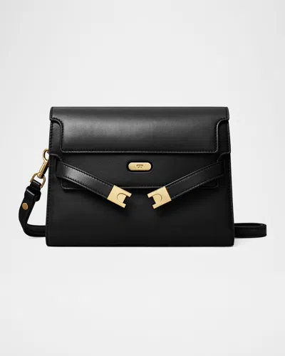 Tory Burch Lee Radziwill Leather Shoulder Bag In Black