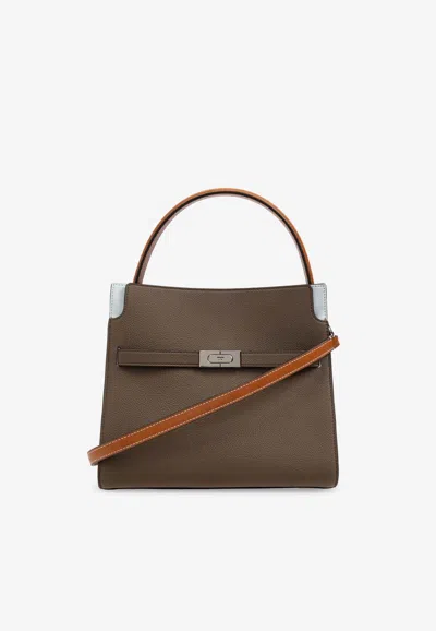 Tory Burch Lee Radziwill Leather Shoulder Bag In Brown