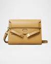Tory Burch Lee Radziwill Leather Shoulder Bag In Dark Sand