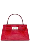 Tory Burch Lee Radziwill Mini Crocodile-effect Leather Top Handle Bag In Red