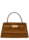 Tory Burch Lee Radziwill Mini Fringed Suede Top Handle Bag In Brown