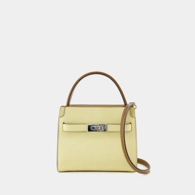 Tory Burch Lee Radziwill Pebbled Petite Double Bag -  - Leather - Lemon In Yellow