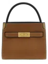 TORY BURCH LEE RADZIWILL PEBBLED PETITE DOUBLE HAND BAGS BROWN