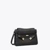 Tory Burch Lee Radziwill Black Shoulder Bag With Single Shoulder Strap And Front Clasp Closure In Leather Woman In Black