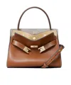 Tory Burch Petite Lee Radziwill Leather Double Bag In Old Tan
