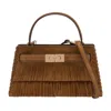 Tory Burch Lee Radziwill Petite Fringe Mini Top Handle Purse In Brown