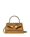 Tory Burch Lee Radziwill Petite Fringed Suede Top Handle Bag In Brown