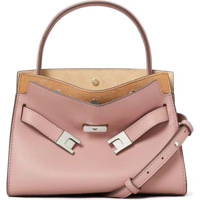 Tory Burch Lee Radziwill Petite Leather Double Bag In Pink