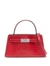 Tory Burch Lee Radziwill Mini Crocodile-effect Leather Top Handle Bag In Red