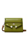 Tory Burch Lee Radziwill Shoulder Bag In Dark Matcha/silver