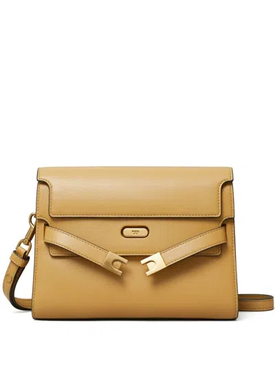 Tory Burch Lee Radziwill Shoulder Bag In Macadamia/gold