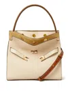 Tory Burch Lee Radziwill Petite Leather Double Bag In Beige