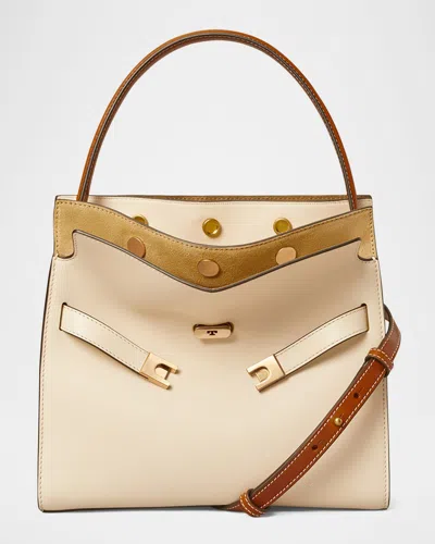 Tory Burch Lee Radziwill Small Double Bag In New Cream