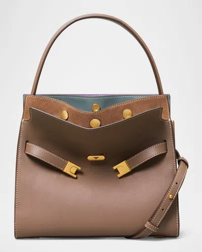 Tory Burch Lee Radziwill Small Double Crossbody Bag In Clam Shell