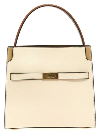 Tory Burch Small Lee Radziwill Leather Top Handle Bag In Beige