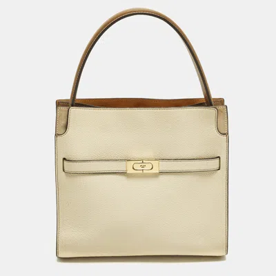 Pre-owned Tory Burch Lee Radziwill Small Multicolor Leather And Suede Top Handle Bag