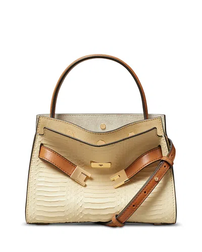 Tory Burch Lee Radziwill Snake Embossed Leather Crossbody Bag In Pink