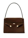 Tory Burch Lee Radziwill Suede Large Shoulder Bag In Brown