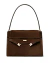 Tory Burch Lee Radziwill Suede Large Shoulder Bag In Brown