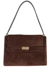 Tory Burch Lee Radziwill Suede Large Shoulder Bag In Brown