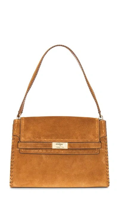 Tory Burch Lee Radziwill Suede Large Shoulder Bag In Toffee
