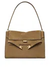 Tory Burch Lee Radziwill Suede Leather Shoulder Bag In Brown