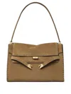 Tory Burch Lee Radziwill Suede Leather Shoulder Bag In Brown