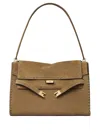 Tory Burch Lee Radziwill Suede Leather Shoulder Bag In Brown