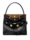Tory Burch Lee Radziwill Small Croc-embossed Double Bag In Black
