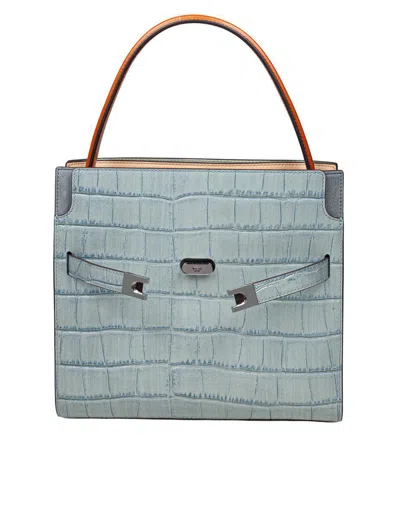 Tory Burch Lee Radzwill Small Leahter Handbag In Clear Blue