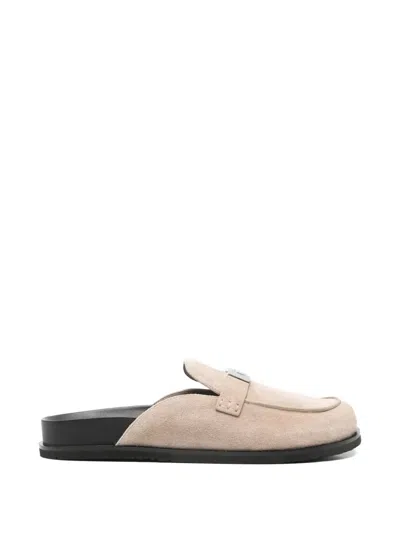 Tory Burch Leelee Metal-buckle Mules In Neutral