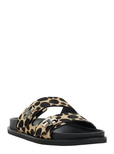 Tory Burch Leopard Print Calf Hair Sandals In Multi