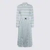 Tory Burch Collared Dress With Whimsical Swan Print In Blue