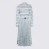 Tory Burch Collared Dress With Whimsical Swan Print In Blue
