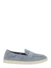 Tory Burch Light Blue Loafers With Logo Plaque On The Front And Slip-on Design In Suede Woman In Grey