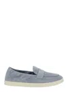 Tory Burch Light Blue Loafers With Logo Plaque On The Front And Slip-on Design In Suede Woman