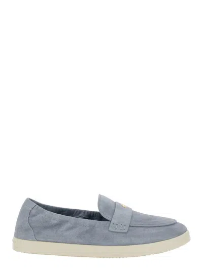 Tory Burch Light Blue Loafers With Logo Plaque On The Front And Slip-on Design In Suede Woman