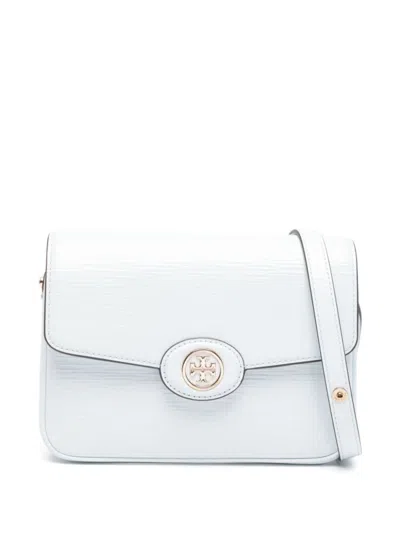 Tory Burch Robinson Crosshatched Crossbody Bags In Ice Blue