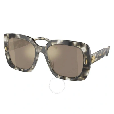 Tory Burch Light Brown Mirrored Gold Square Ladies Sunglasses Ty7193f 19405a 58 In Brown / Dark / Gold / Tortoise