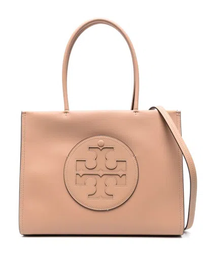 Tory Burch Light Brown Tote Bag With Embossed Logo In Beige