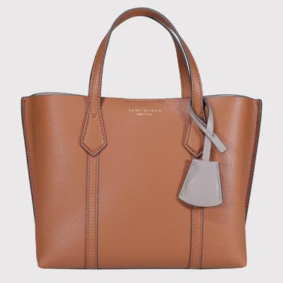 TORY BURCH TORY BURCH LIGHT UMBER LEATHER PERRY SMALL TOTE BAG