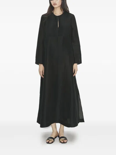 Tory Burch Linen And Silk Long Kaftan In Black