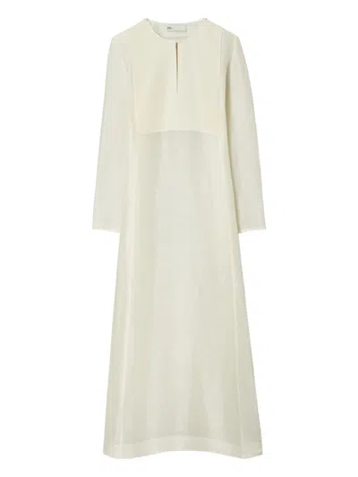 Tory Burch Linen And Silk Long Kaftan In White