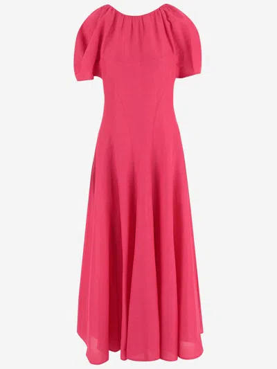 Tory Burch Linen And Viscose Dress In Pink