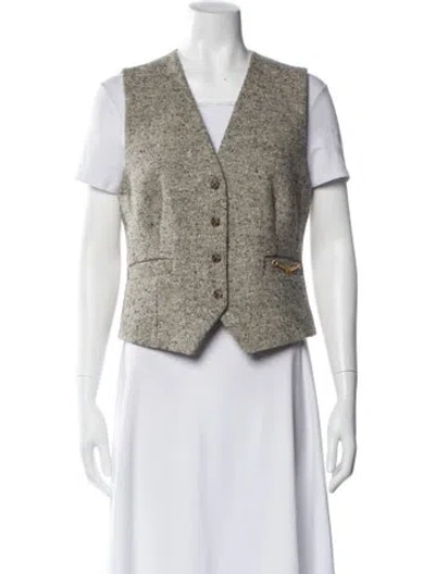 Pre-owned Tory Burch Linen Animal Print Vest In Neutral