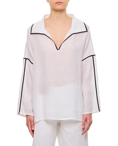 Tory Burch Linen Beach Shirt In White